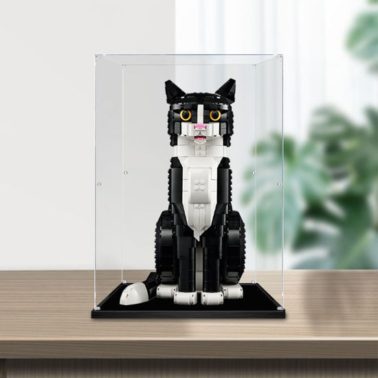 Picture of Acrylic Display Case for LEGO 21349 Ideas Tuxedo Cat Figure Storage Box Dust Proof Glue Free