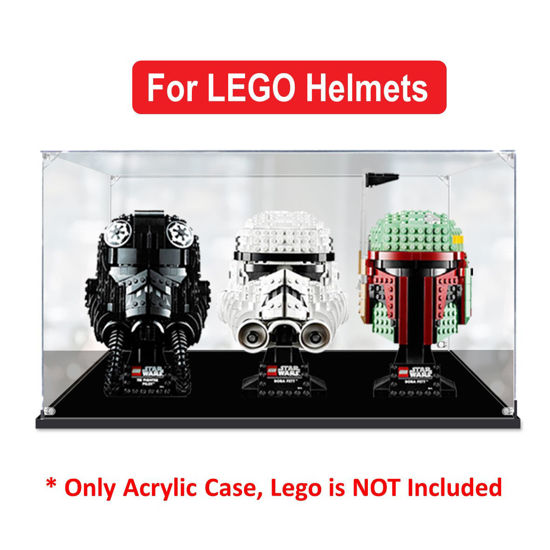 Picture of Acrylic Display Case for LEGO 3x Star Wars Super Heros Helmet 75274 75276 75277 Figure Storage Box Dust Proof Glue Free