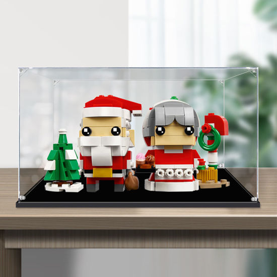 Picture of Acrylic Display Case for LEGO 40274 Christmas Santa Brickheadz Mr Claus & Mrs Claus Figure Storage Box Dust Proof Glue Free