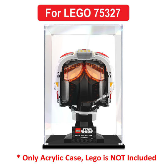 Picture of Acrylic Display Case for LEGO 75327 Star Wars Luke Skywalker Red Five Helmet Figure Storage Box Dust Proof Glue Free