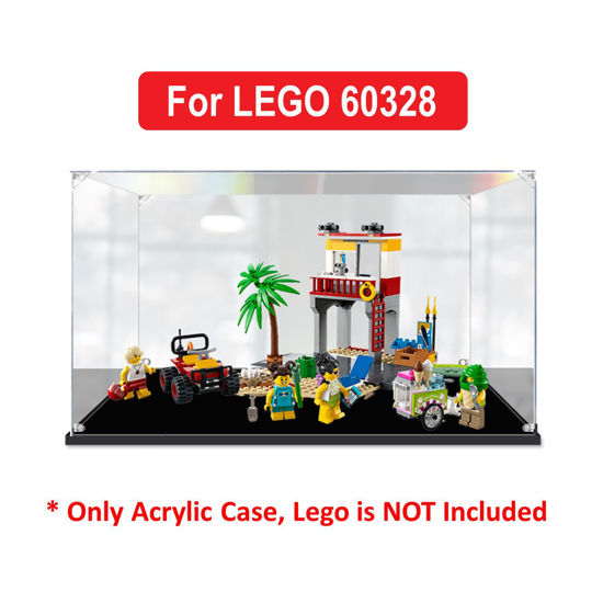 Picture of Acrylic Display Case for LEGO 60328 City Beach Lifeguard Station Figure Storage Box Dust Proof Glue Free
