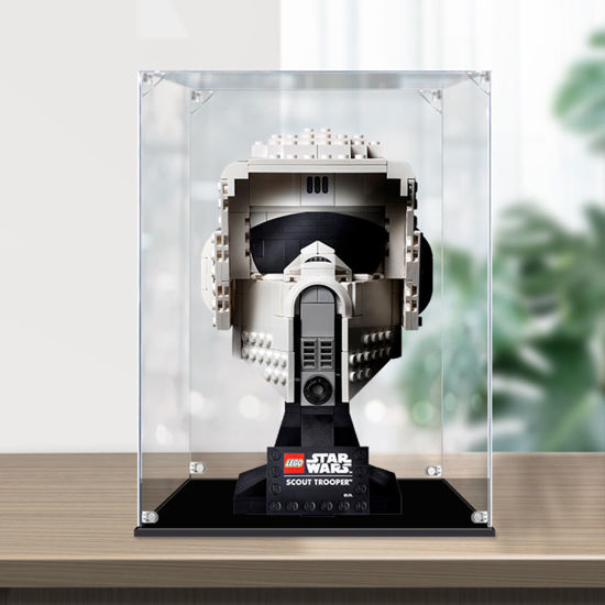 Picture of Acrylic Display Case for LEGO 75305 Star Wars Scout Trooper Helmet Figure Storage Box Dust Proof Glue Free