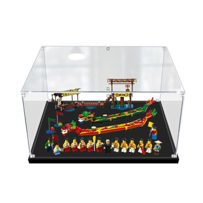 Picture of Acrylic Display Case for LEGO 80103 Creator Seasonal Chinese Dragon Boat Race Figure Storage Box Dust Proof Glue Free