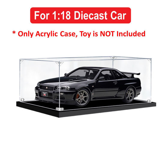 Picture of Acrylic Display Case for 1:18 AUTOART NISSAN SKYLINE GTR R34 V-SPEC II BLACK PEARL Diecast Car Model Figure Storage Box Dust Proof Glue Free
