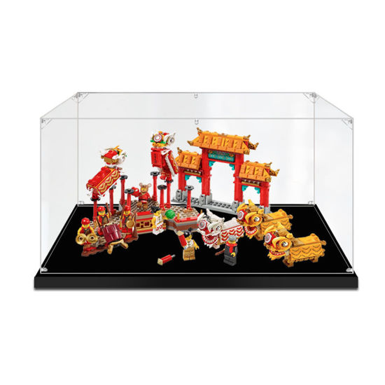 Picture of Acrylic Display Case for LEGO 80104 Chinese Luna New Year Lion Dance Figure Storage Box Dust Proof Glue Free