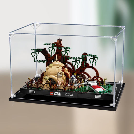 Picture of Acrylic Display Case for LEGO 75330 Star Wars Dagobah Jedi Training Diorama Figure Storage Box Dust Proof Glue Free