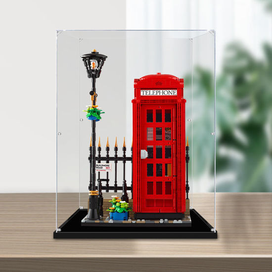 Picture of Acrylic Display Case for LEGO 21347 Icons Red London Telephone Box Figure Storage Box Dust Proof Glue Free