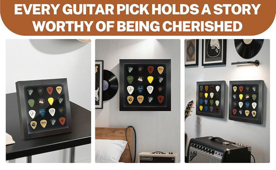 Picture of Guitar Pick Display Case Shadow Box Wall Mount or Tabletop Holder