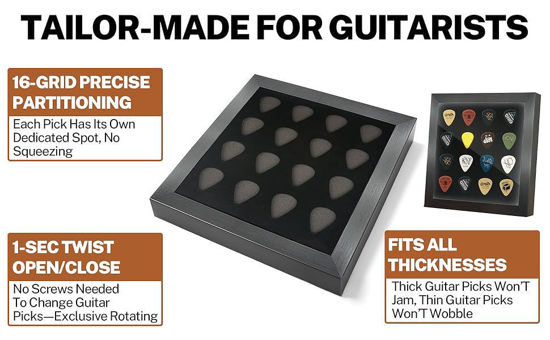 Picture of Guitar Pick Display Case Shadow Box Wall Mount or Tabletop Holder