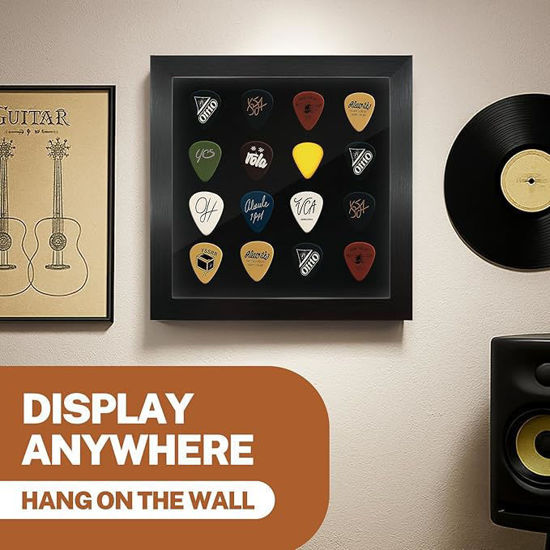 Picture of Guitar Pick Display Case Shadow Box Wall Mount or Tabletop Holder