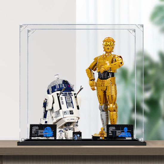 Picture of Acrylic Display Case for LEGO Star Wars 75398 C-3PO+75379 R2-D2 Figure Storage Box Dust Proof Glue Free