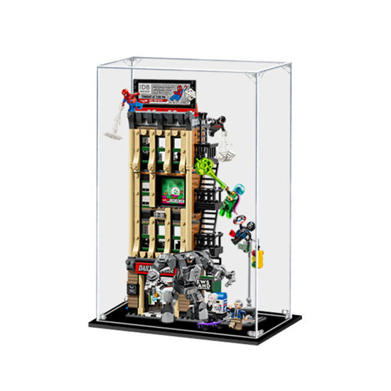 Picture of Acrylic Display Case for LEGO 76342 Marvel Spider Man vs Mysterio The Daily Bugle Figure Storage Box Dust Proof Glue Free